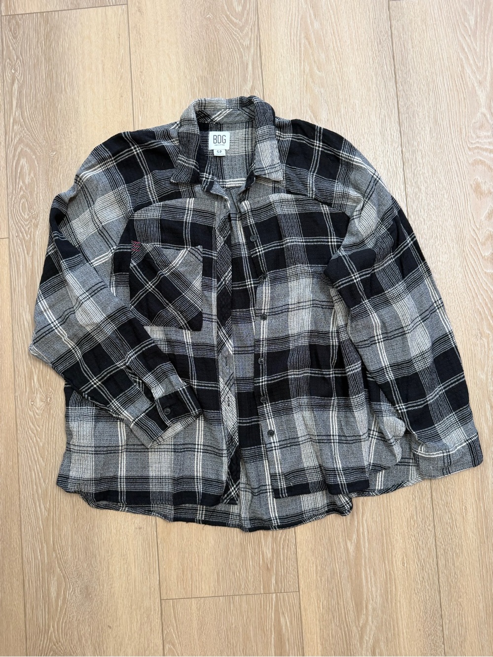 BDG Black & White Plaid Button-Down Shirt